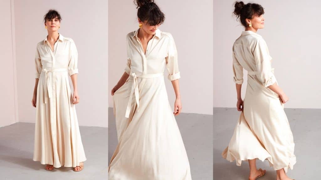 BLANCA Light Cream Maxi Shirt Dress