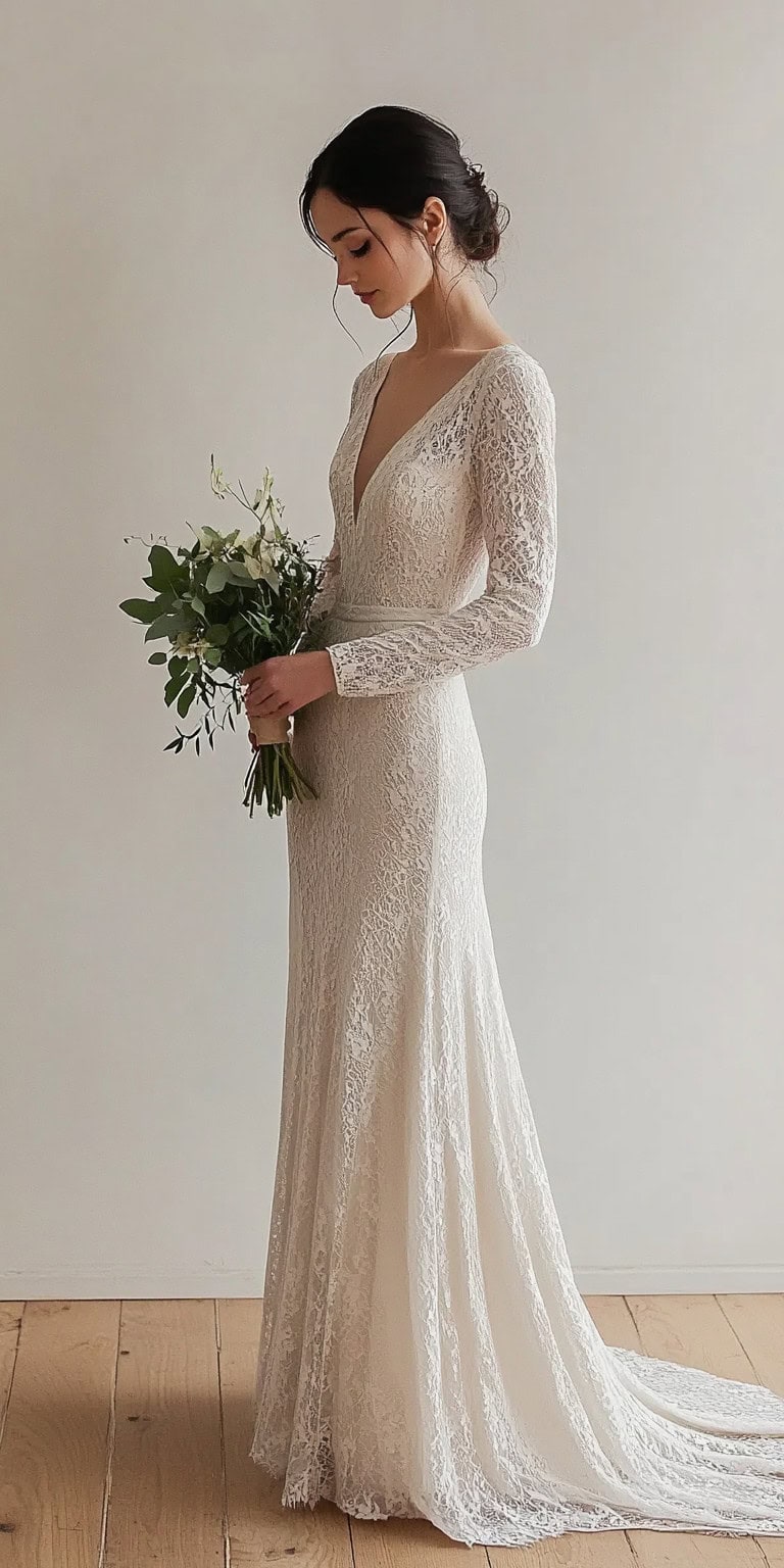Lovely Wrap Champagne Wedding Dress