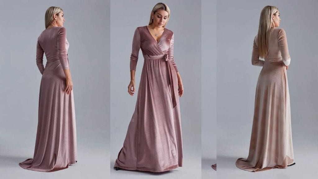 Mauve Velvet Fit and Flare Dress