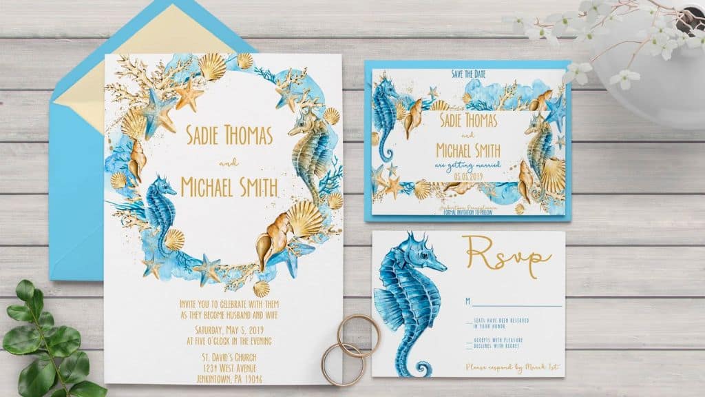 Sea Shell Modern Wedding Invitation