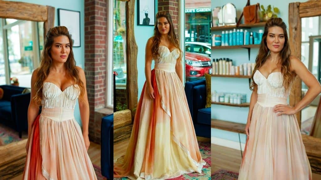 Ombre Silk Velvet Wedding Dress