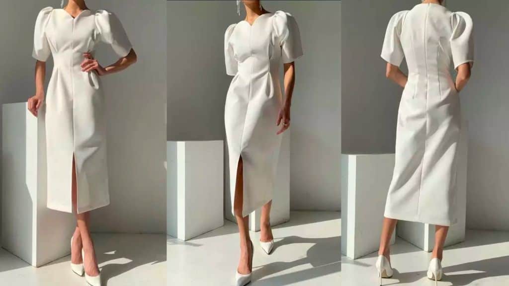 Puff and Slim White Dress