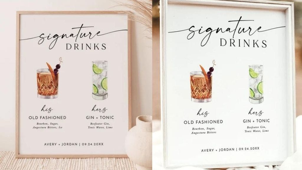 Signature Drinks Editable Sign Template