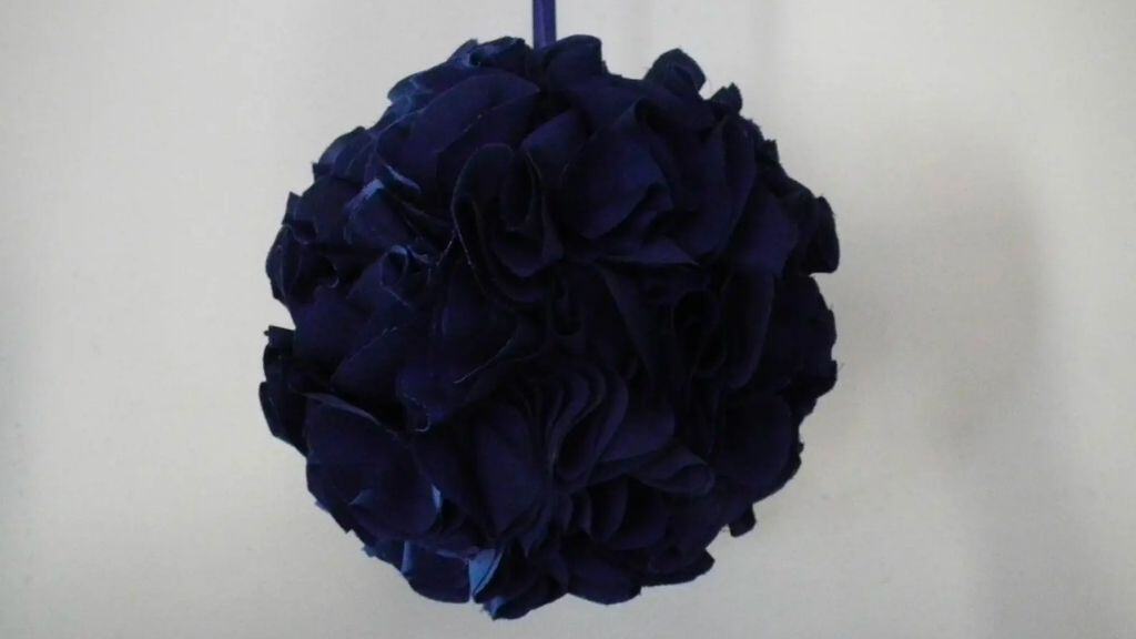 6-Inch Navy Fabric Floral Pomander Ball