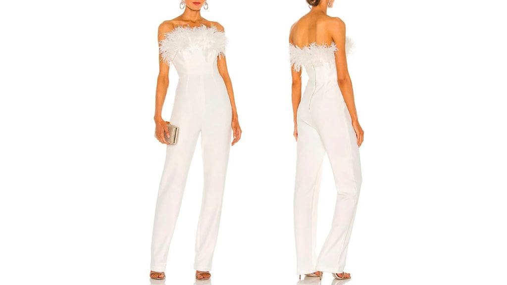 Silk and Feather Bridesmaids White Jumpsuit