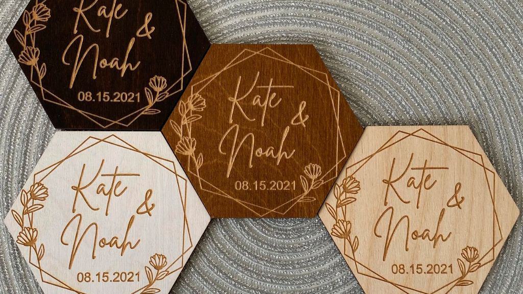 Wooden Wedding Coaster Favors Bulk Set