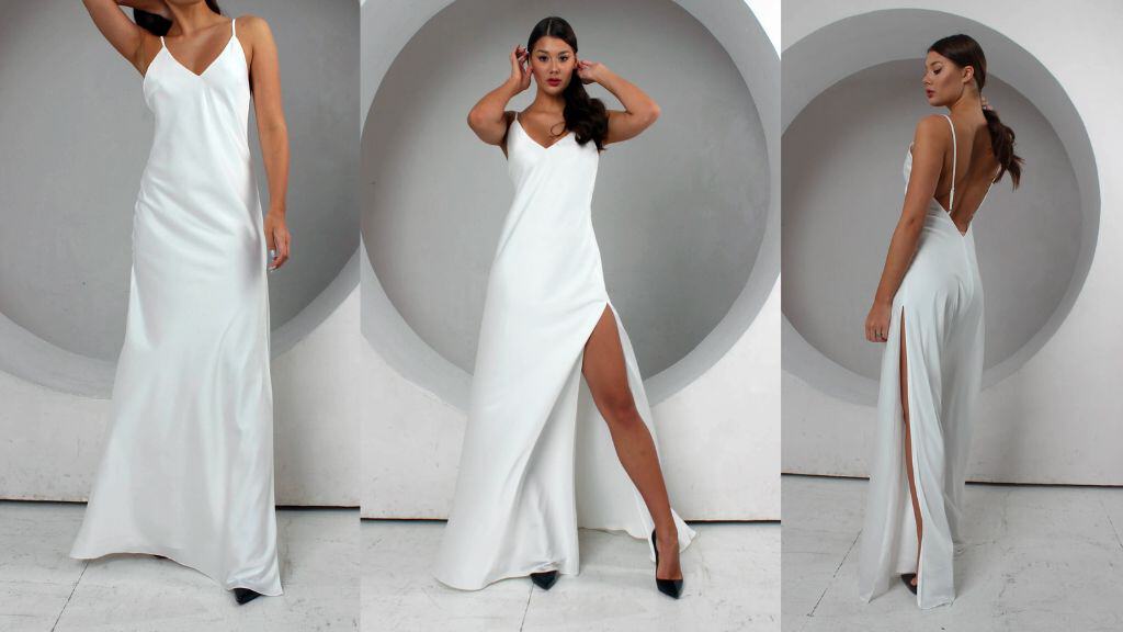 Simple Bridesmaids Ivory Slip Dress