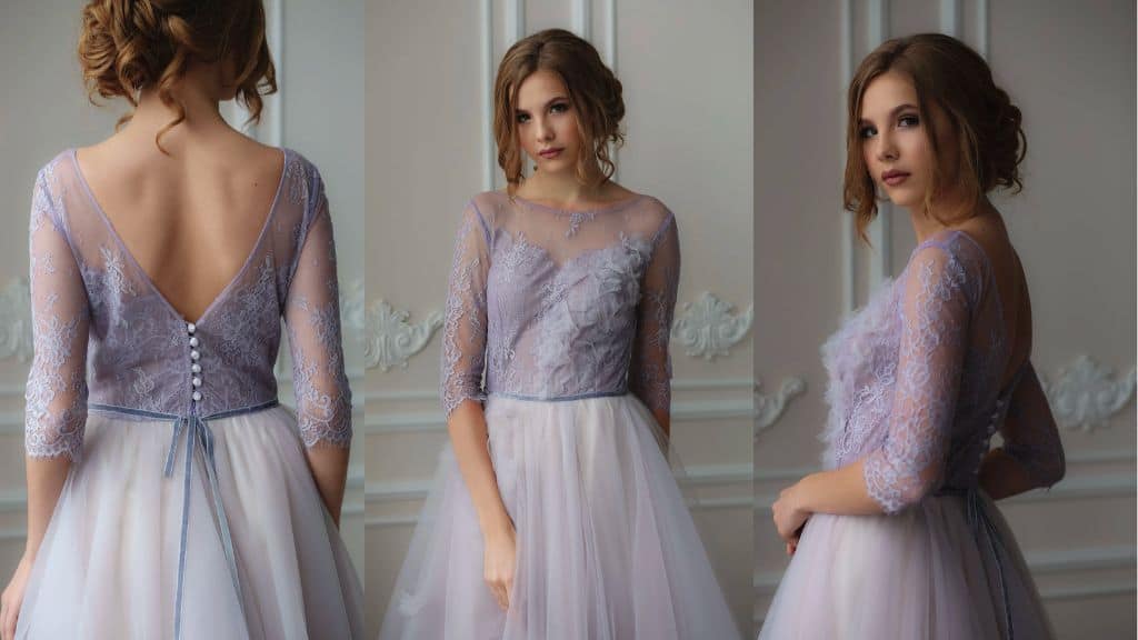 Whimsical Color Lace Wedding Dress