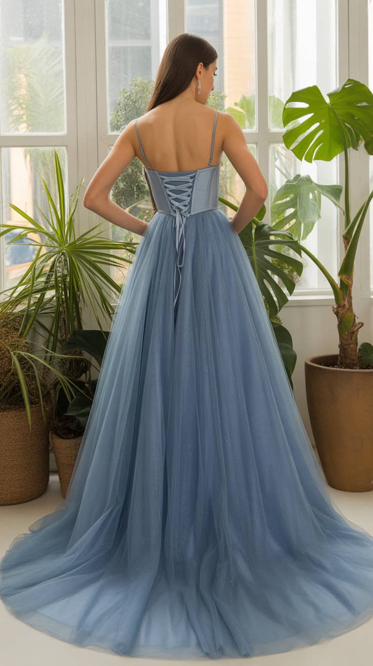 a back view of a formal ball gown in dus byKJoMCaTWmf 0MQmZLtRA 38uqe2AET7KXHMhX9mGRqQ