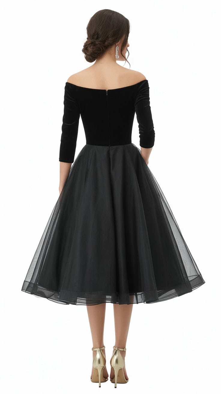 a back view of a formal black cocktail
