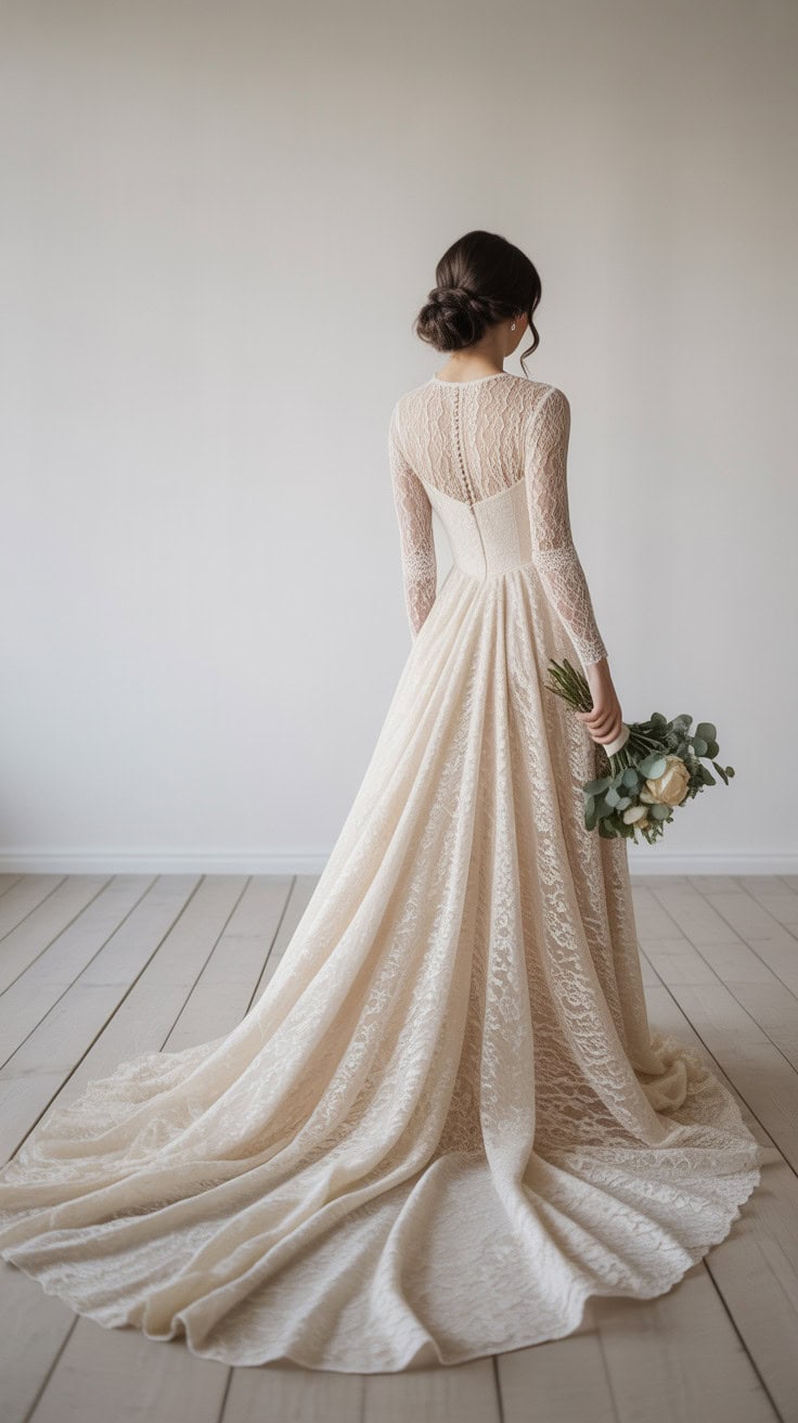 a back view photograph of a bride in an Qyd6ps6uS8ua9KnNALRHpA 1LLgPaGaScya q4mItT2ww
