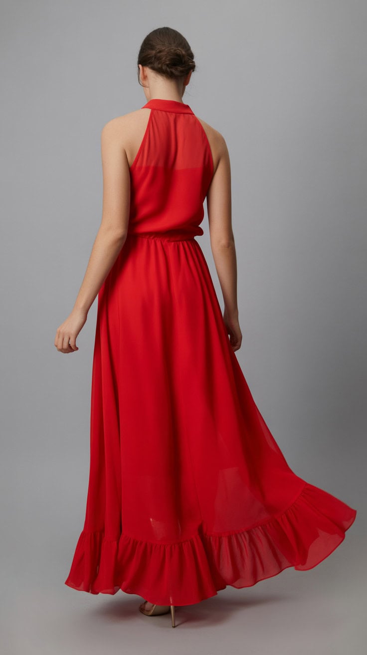 a back view photograph of a flowing red Go9AY4PcTomhXlqpXaH4Lw LIzCmloARameHsEwc3Jbdg