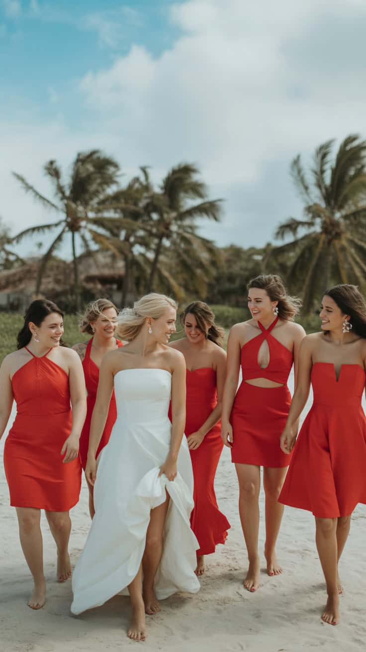 a beach wedding party photo featuring a 2yL4zd2tQOS O1UhnazRMQ NlgGM8KFQ 61eajlq79AAg
