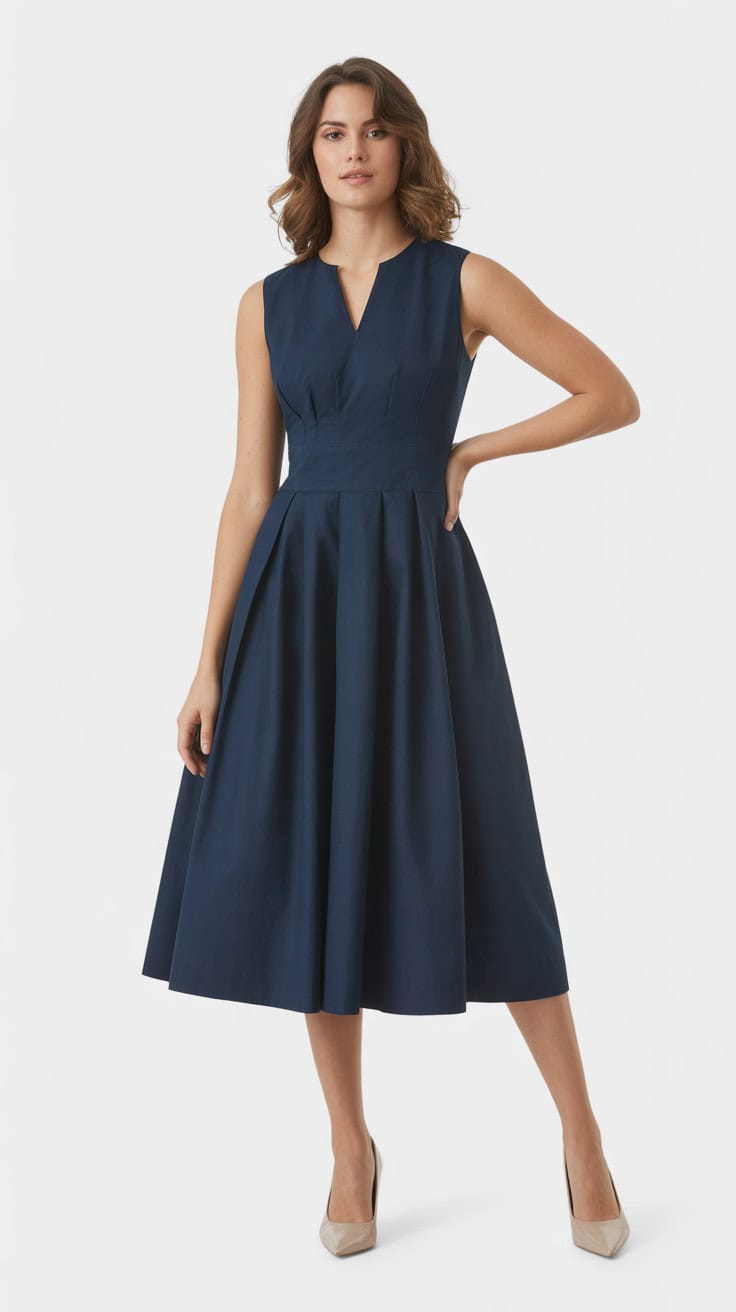a fashion photography shot of a navy