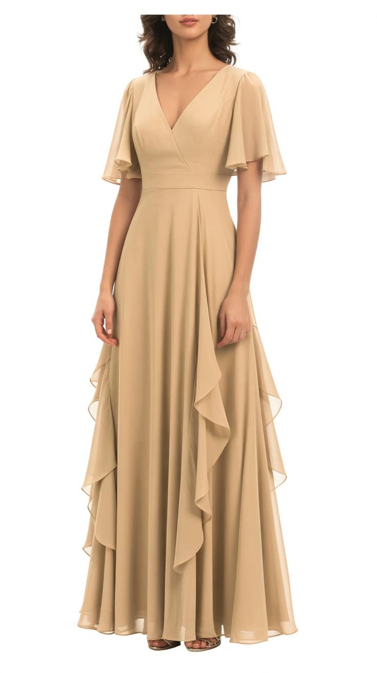 a full length formal dress in a