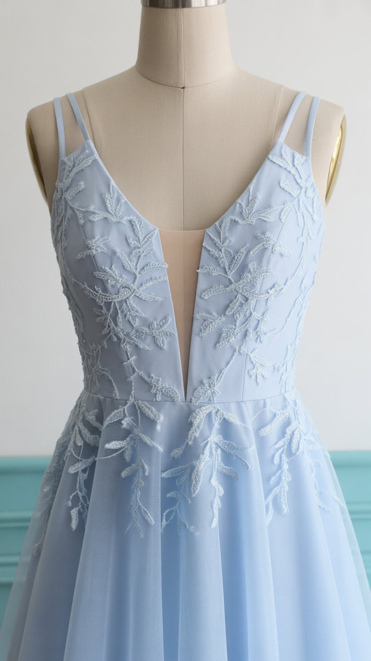 a light blue formal dress displayed on a wLWb6w4gRW6Zqs9qWPqo3A N97wGQCPTqa8h8Sv gTO4g