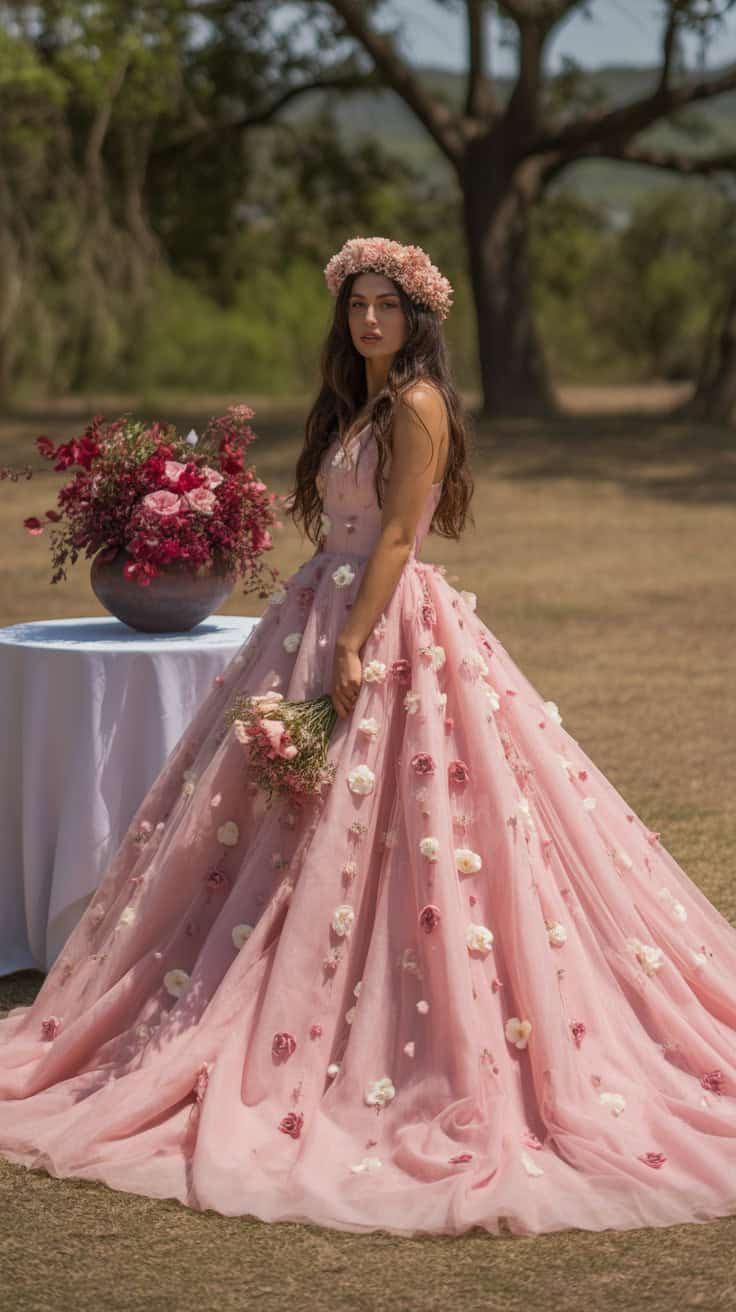 a romantic outdoor wedding scene