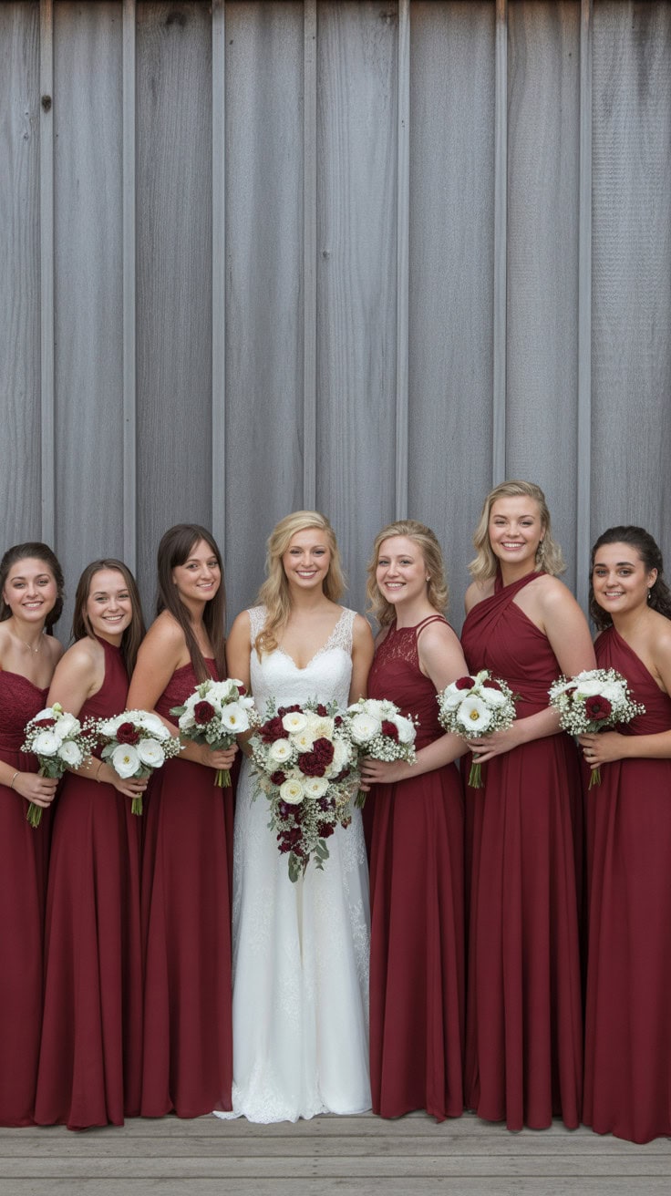 a wedding party photo against a weathere fXPuLaOcSPuNEgHlVYTEQw ThNKfmp6Q9yddy3fM3KWFA