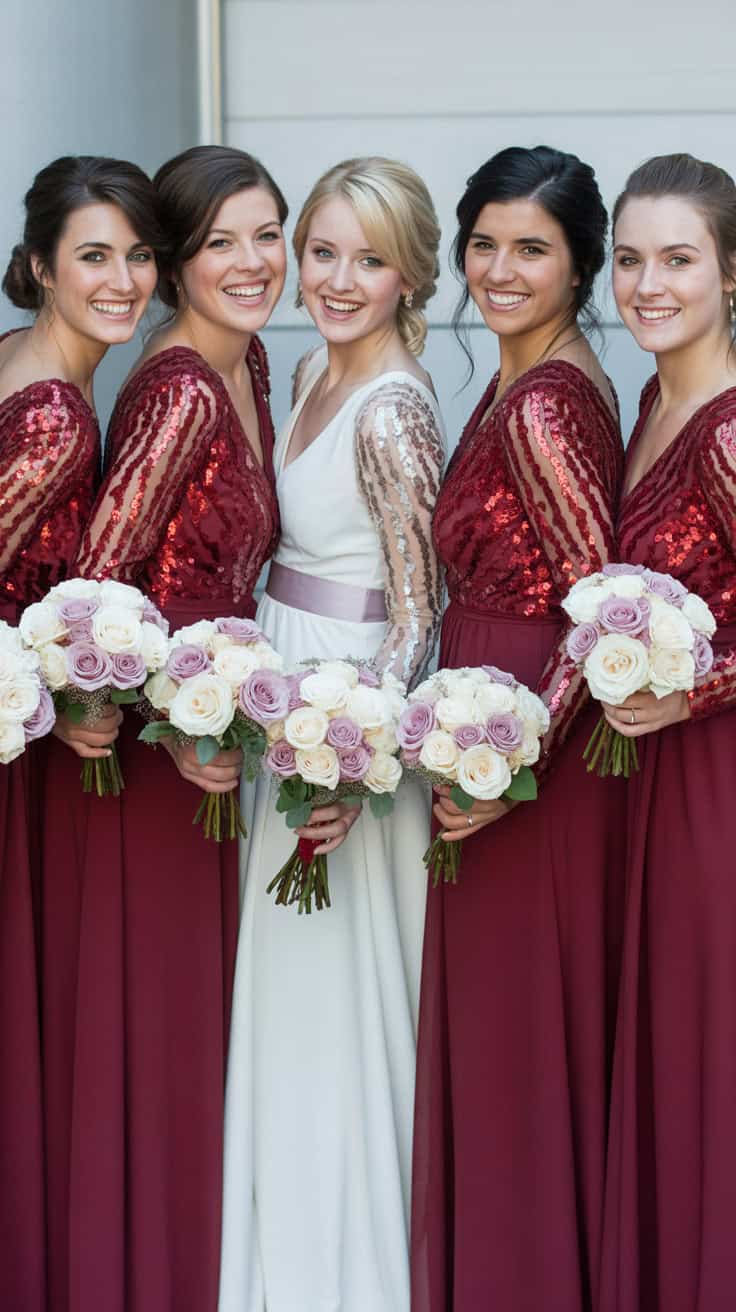 a wedding party photo featuring six wome mdIYqpk7TM6 j73SKFHkOA HZQ274G9RH cAczF4 lWmA