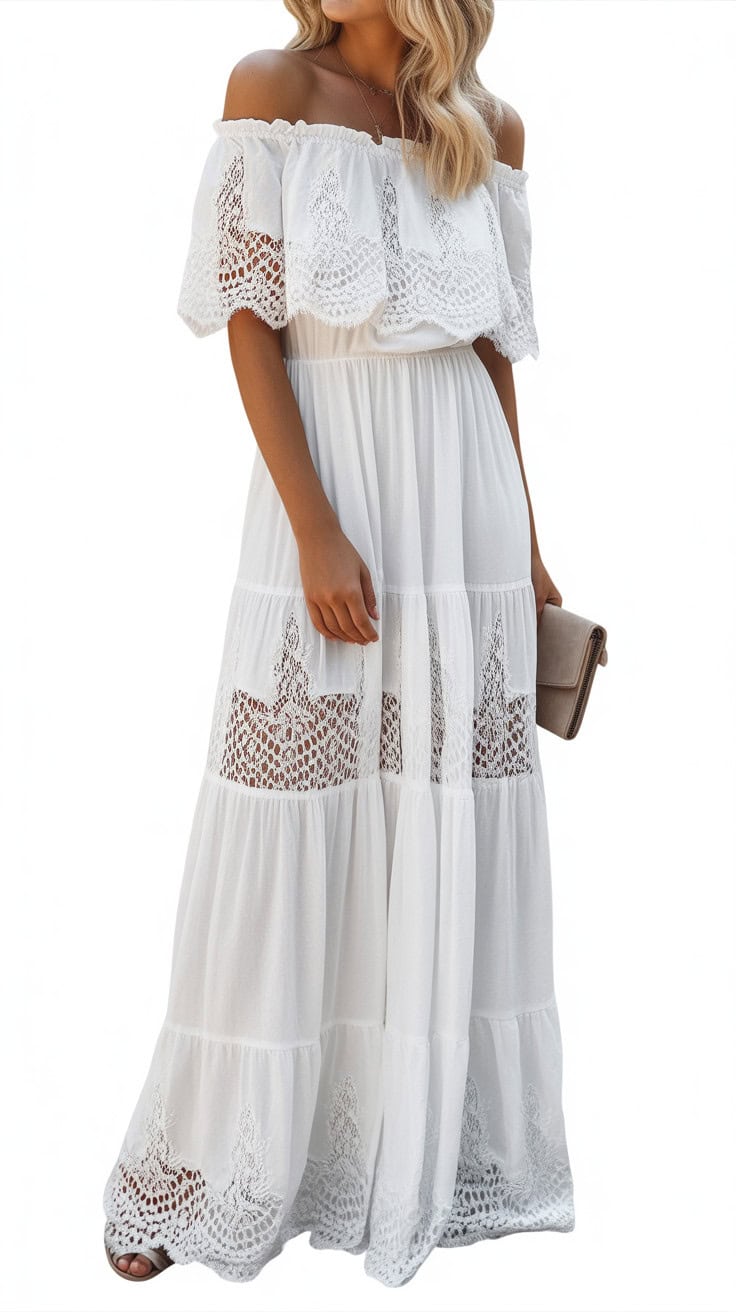 a white bohemian maxi dress with an off HS5lyq4VQpO9QbgwwYIBjA fh3 9RcCSnOlBN9GE5GtNQ