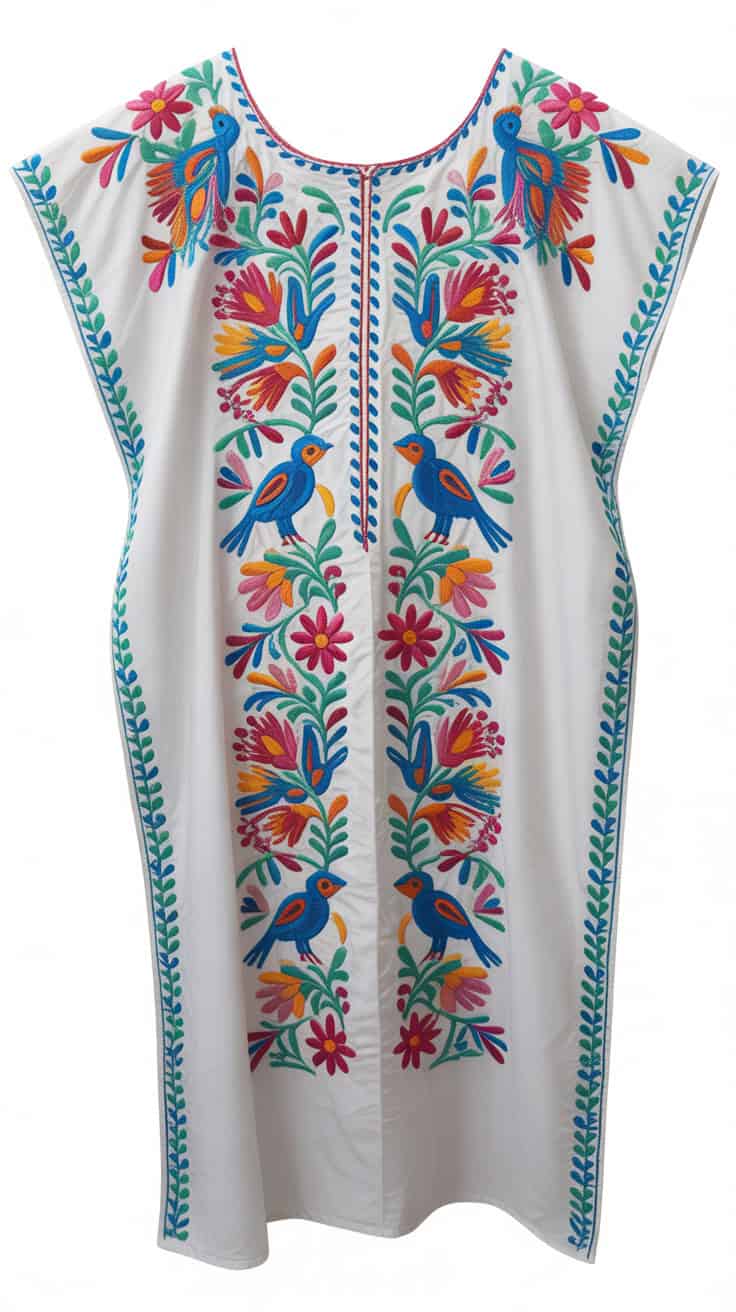 a white kaftan style dress with vibrant bnXmO1bNTmyrInvZ5MkaSg FLVRLTzvTUuofFbe02YaUw