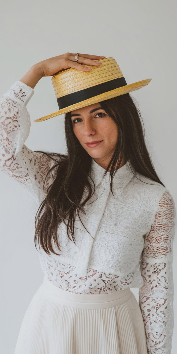 a woman with long dark hair wearing a wh jv8Wua5fRK vzh9H2c9waA 6AbMGzjFSryF65GW0 3PvA