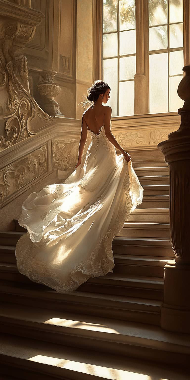 jakecain7 A photorealistic image of a bride gracefully walkin a5600045 914f 448e 885d 8ef46d062e1e 3