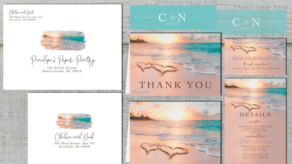 Romantic Beach Wedding Printed Invitations