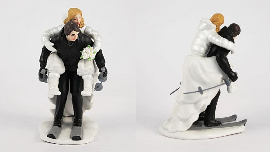 Hand-Painted Porcelain Winter Wedding Cake Topper
