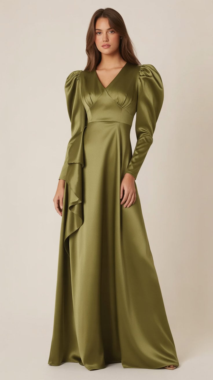 a fashion photograph of a long olive gre J4LRGD6HRLKyLB4miPFE4w 3fIY51UAQUuiH MsOq3X9Q