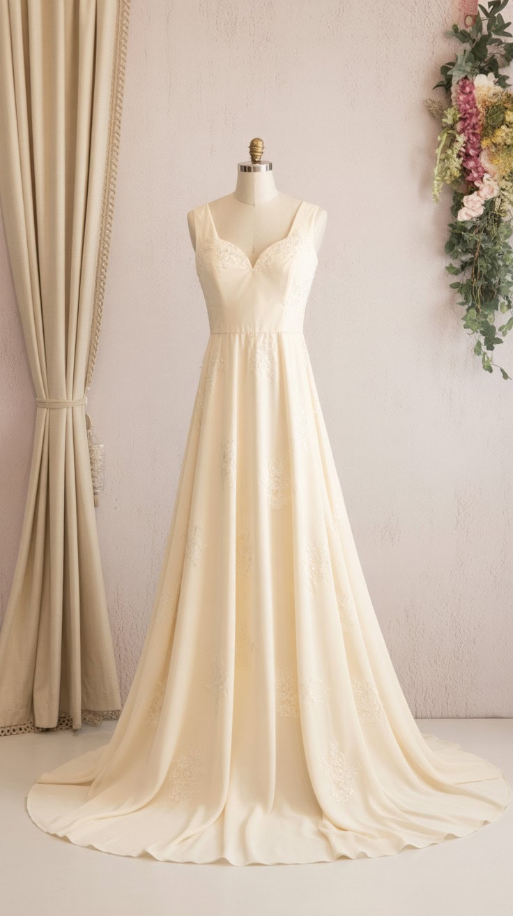 a full length wedding dress displayed on k3I33gI1Th66jn2QX04Jjg 4lmhVg OQfSisX53j45yXg