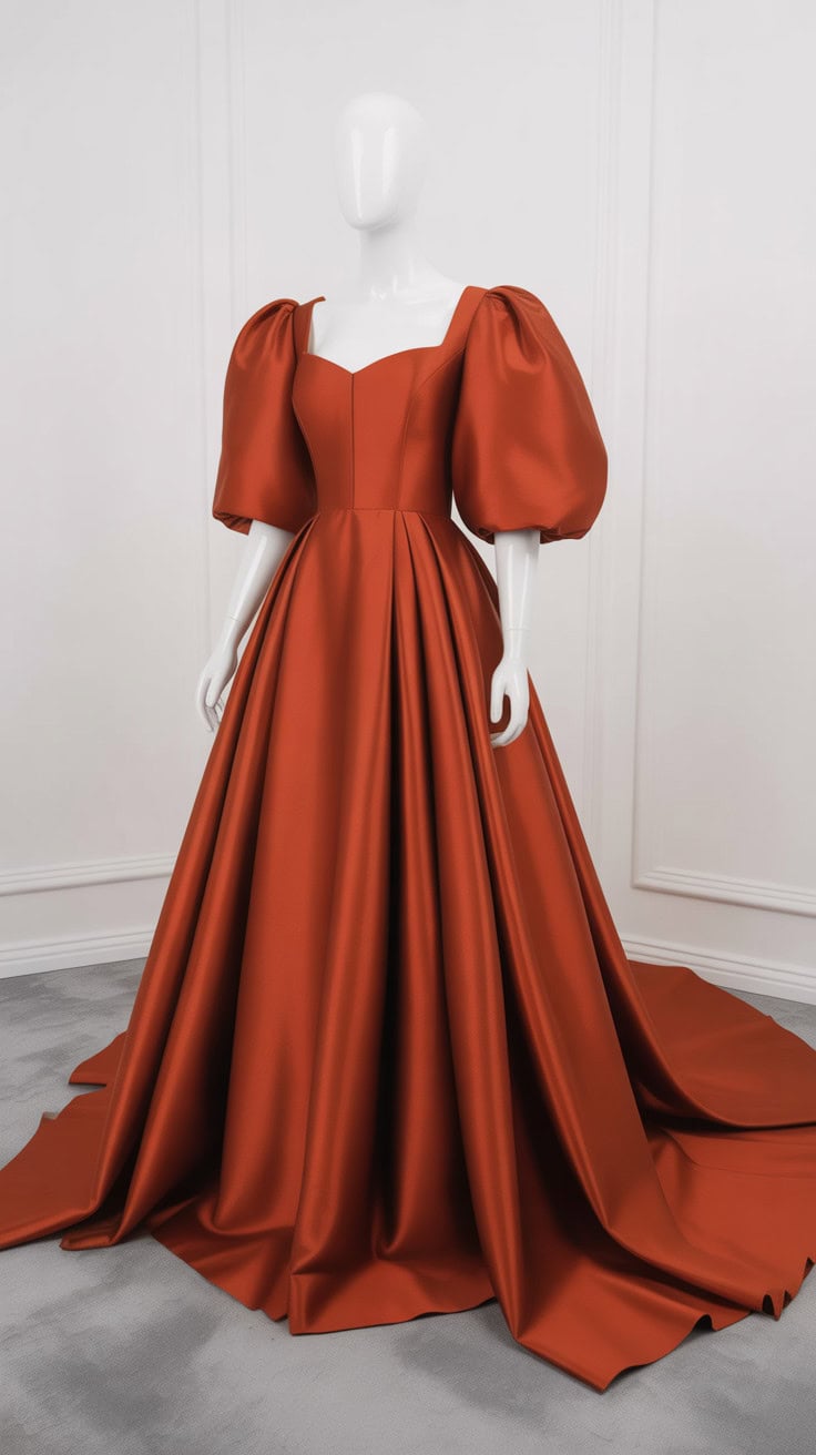 a high end formal gown displayed on a