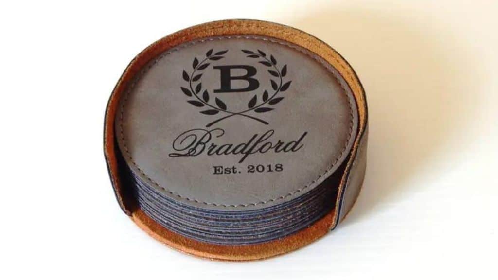 Custom Laser Engraved Leatherette Coasters