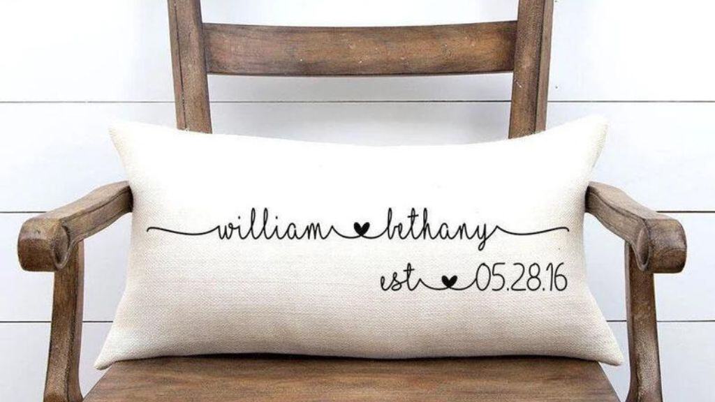 Willow Creek Personalized Linen Wedding Pillow