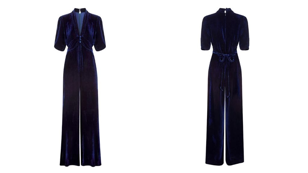 Midnight Blue Vintage Velvet Jumpsuit