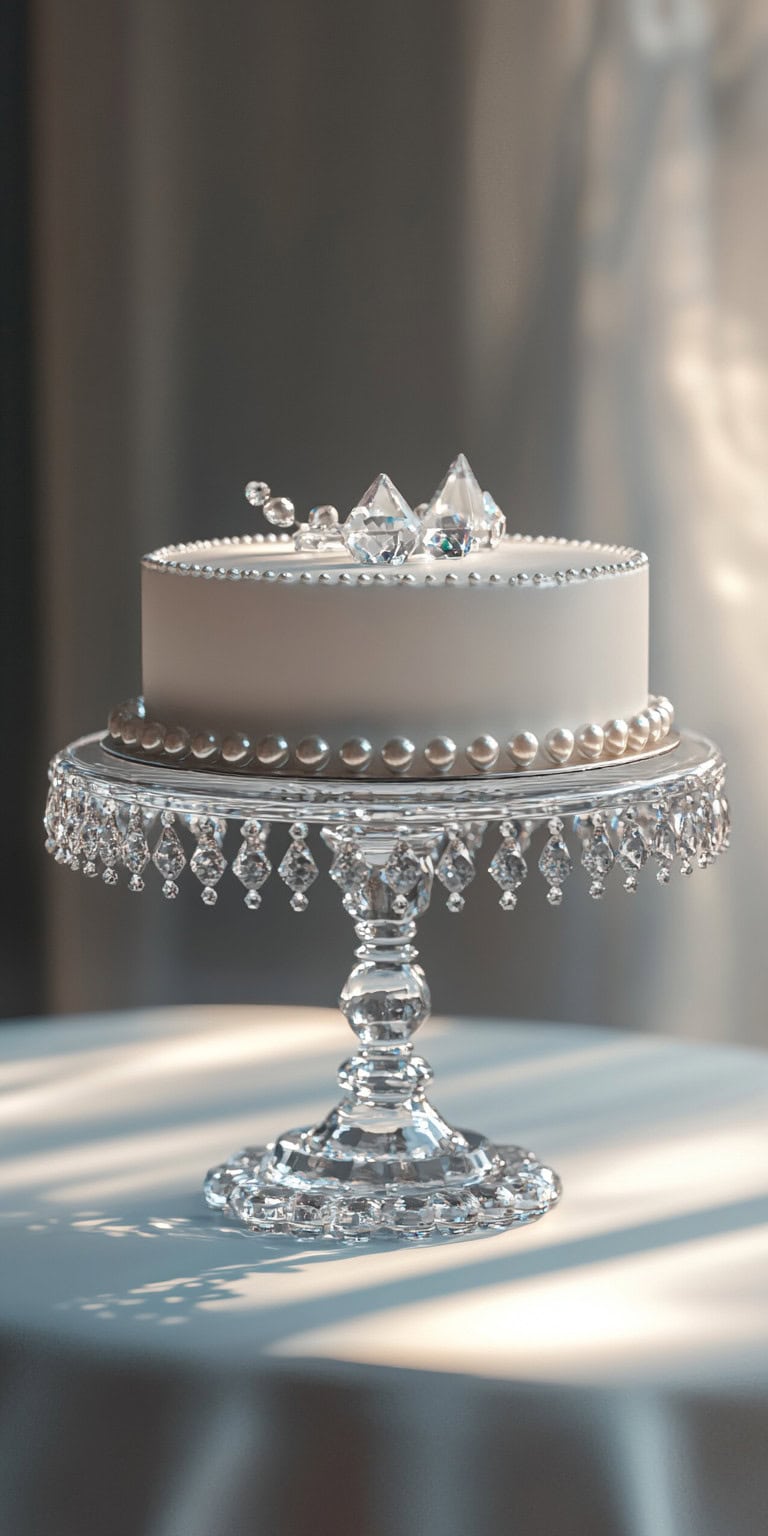 Crystal Cake Stand With Lovely Pearls