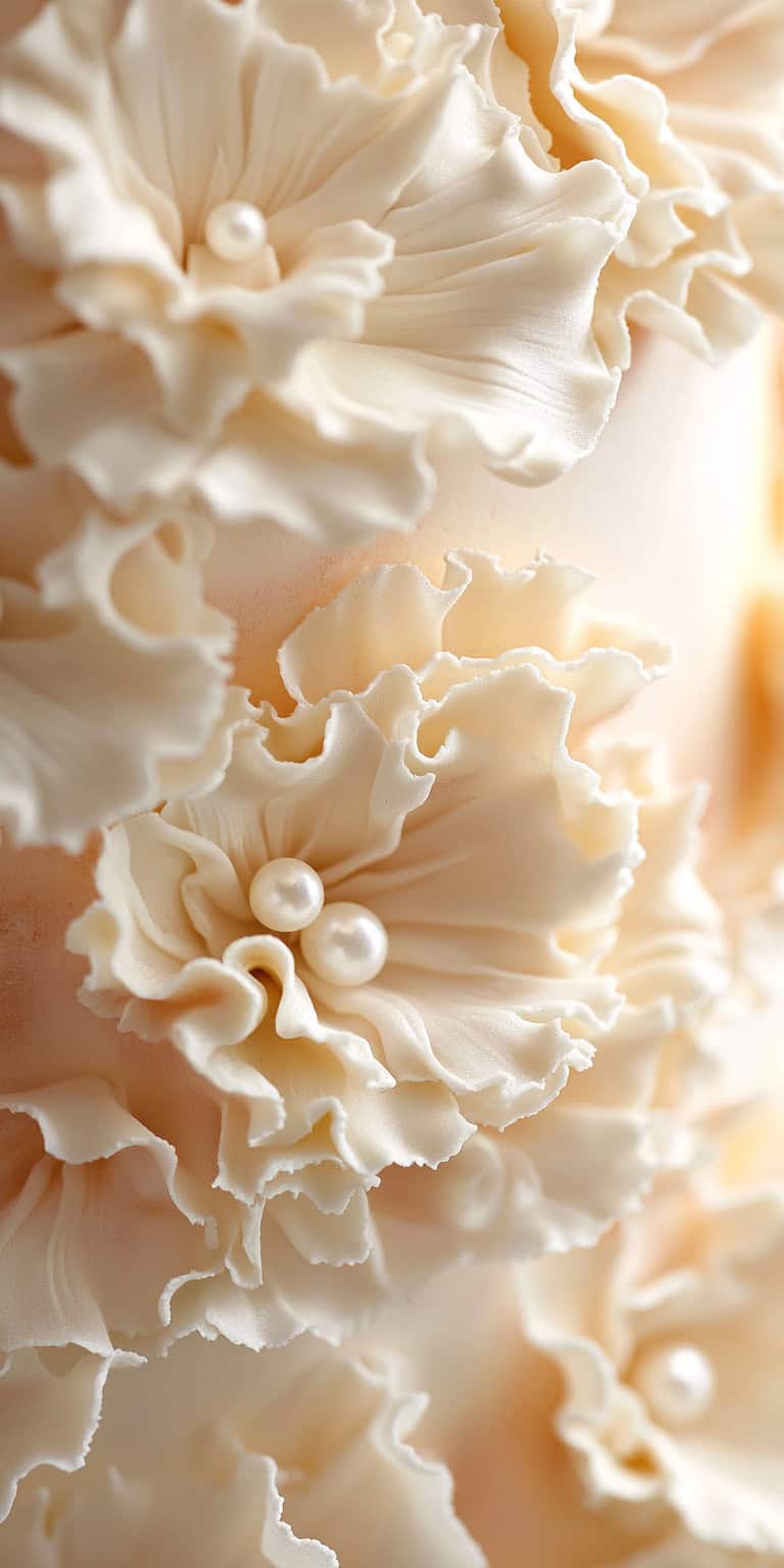 Double Ruffle Sugar Flowers With Pearls
