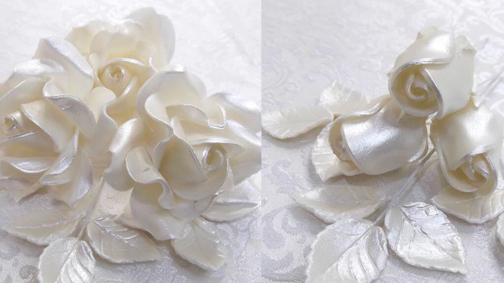 Ivory Pearl Wedding Cake Roses