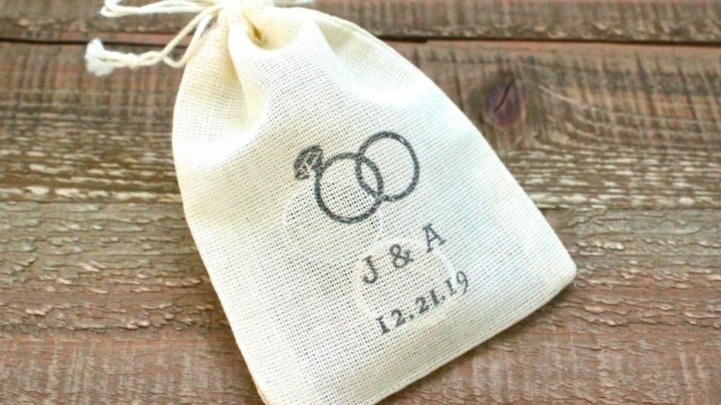 Clementine Weddings Personalized Muslin Ring Bag