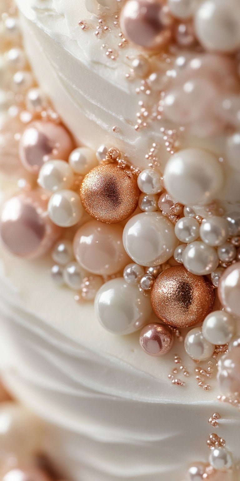 Wedding Cake With Edible Pearls of Many Colors