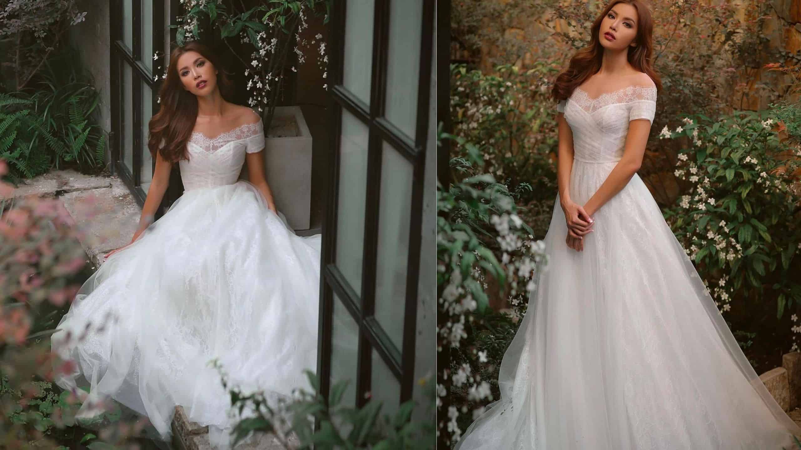 Handmade Off Shoulder A-Line Wedding Dress