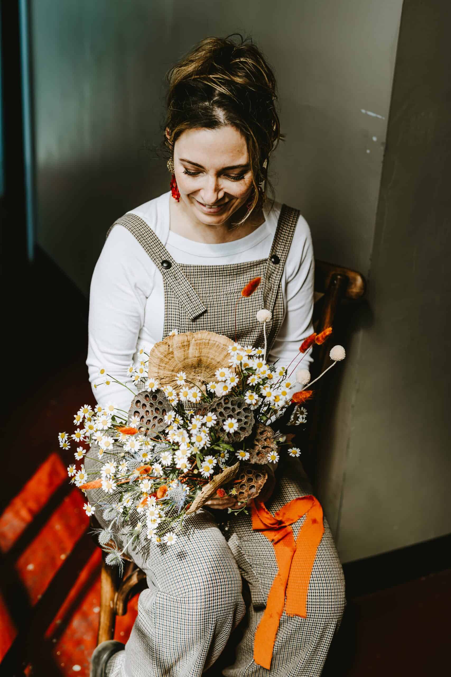 girl with a bouquet of flowers