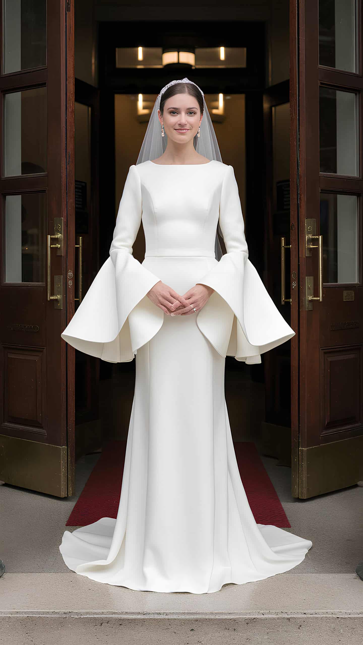 Bride in a Bell Sleeve Dress