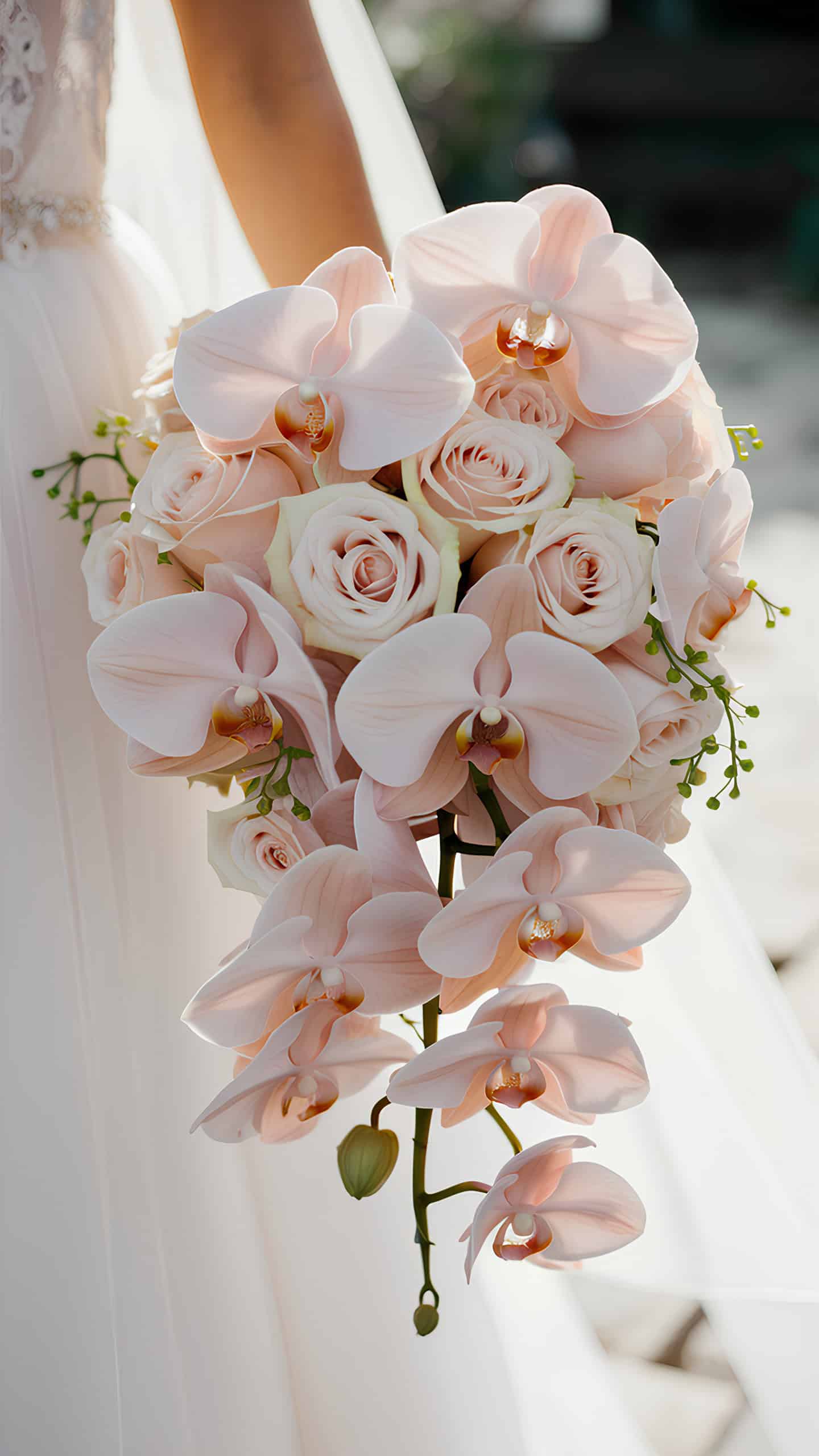 Blush Orchids and Garden Roses