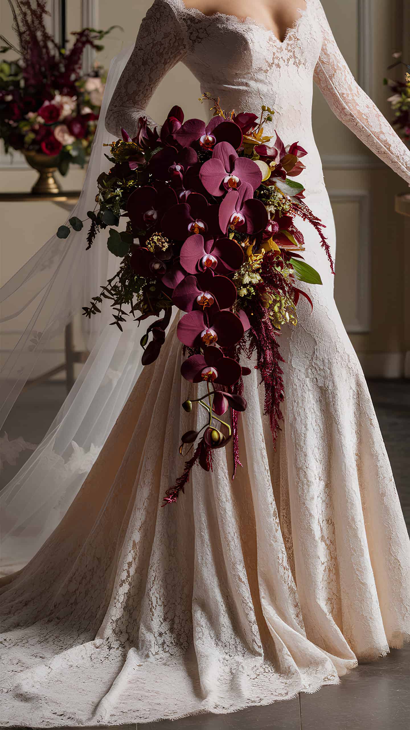 Burgundy Orchid Bridal Bouquet