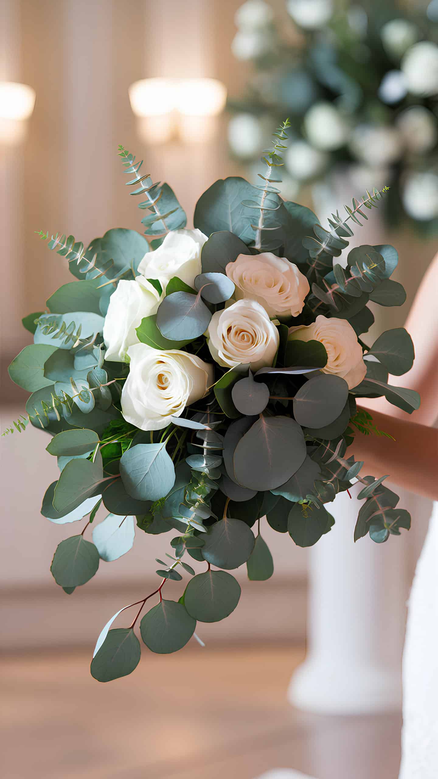 Eucalyptus and White Roses Elegance