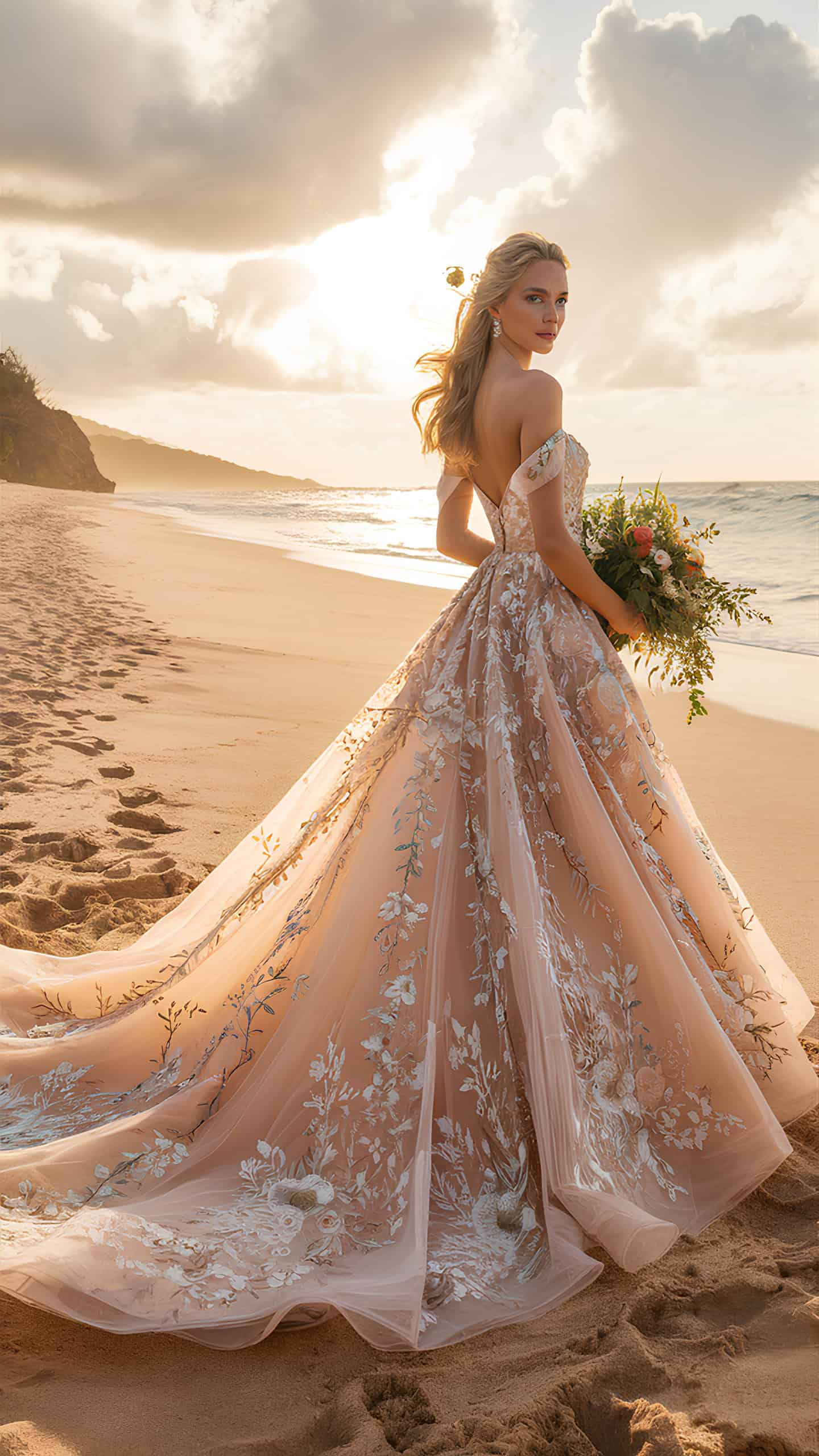 Floral Embroidered Gown