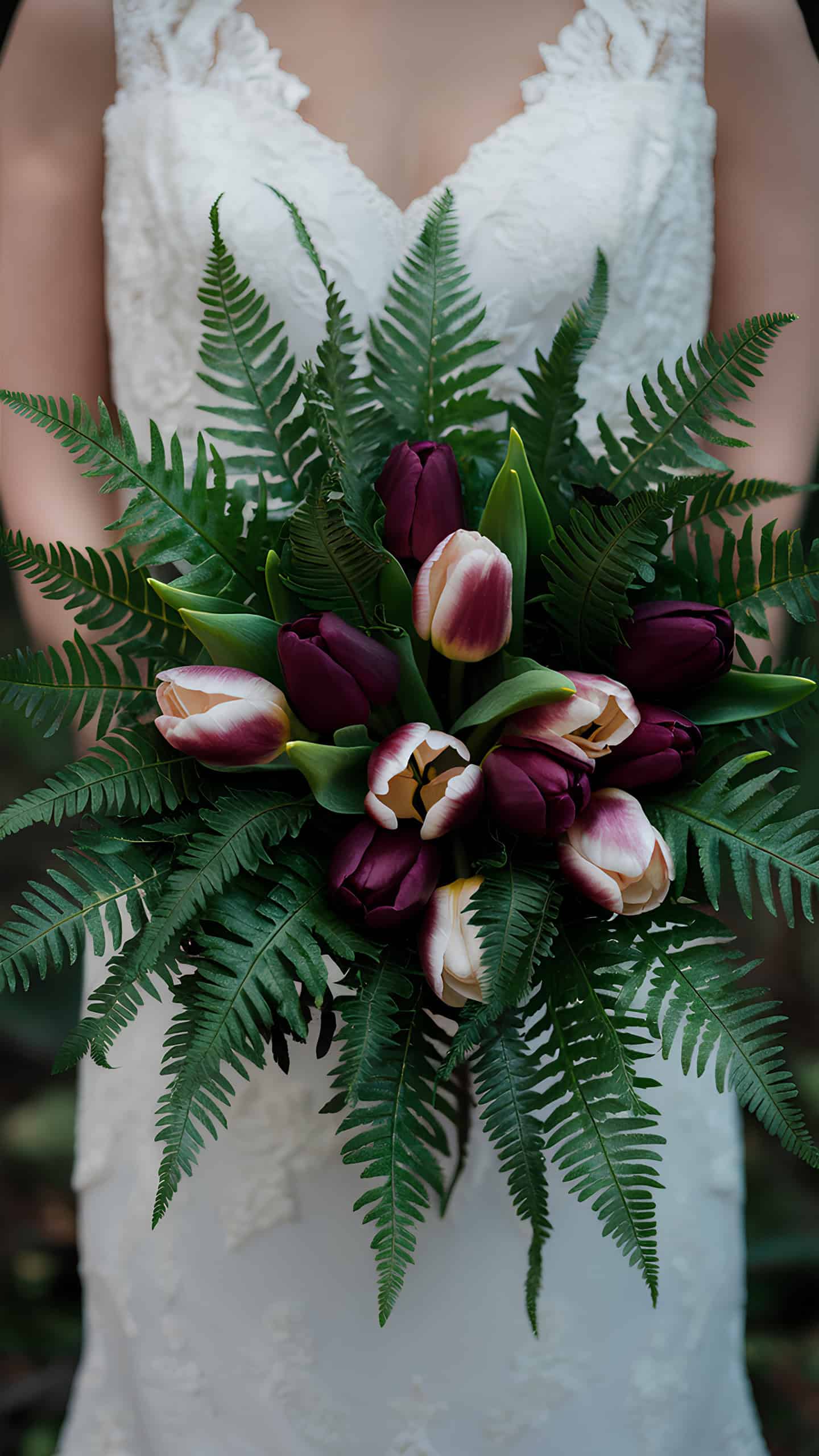 Forest Fern and Wine Tulips