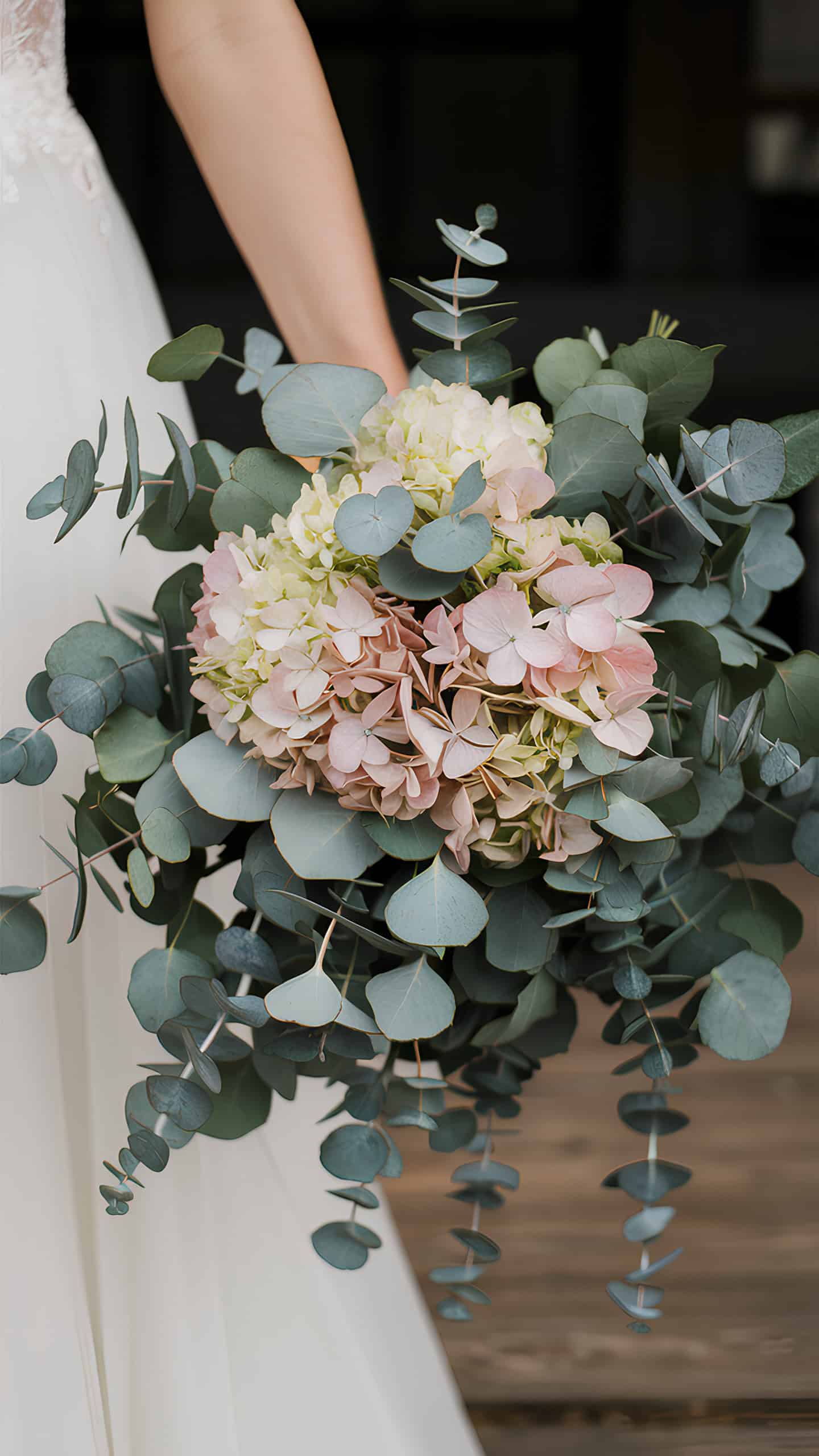 Graceful Eucalyptus and Hydrangeas