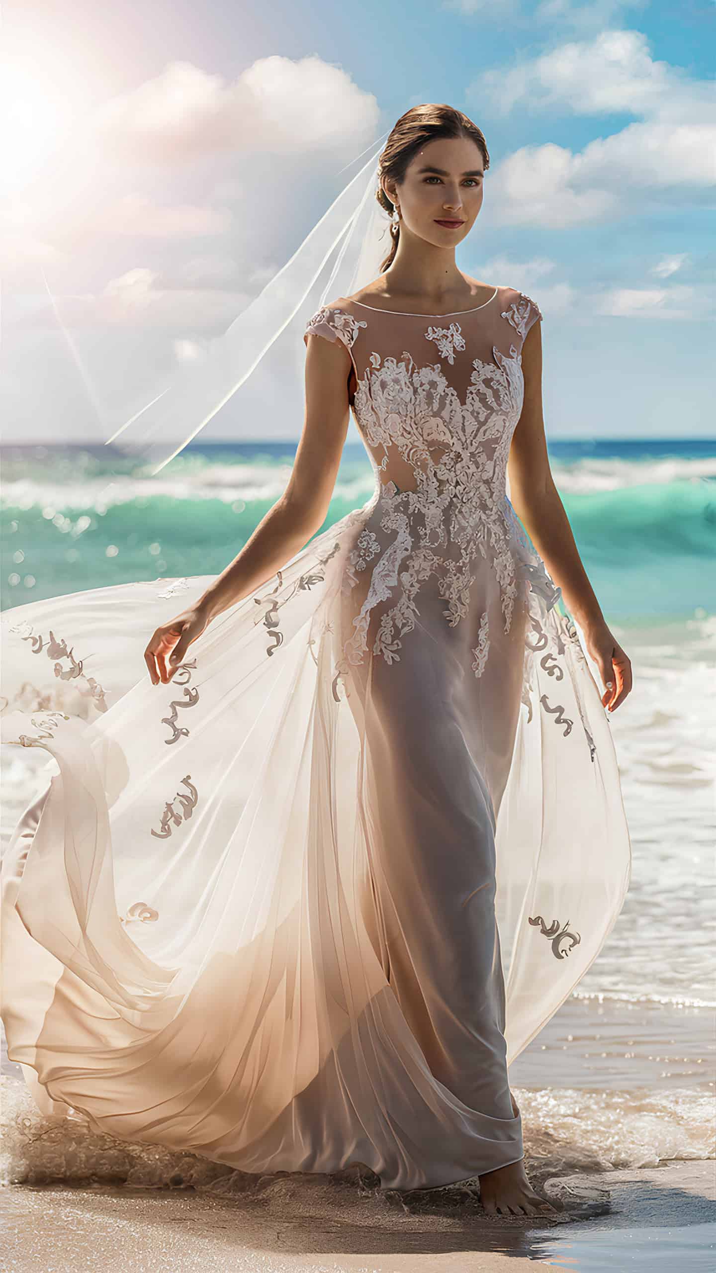 Illusion Neckline Gown